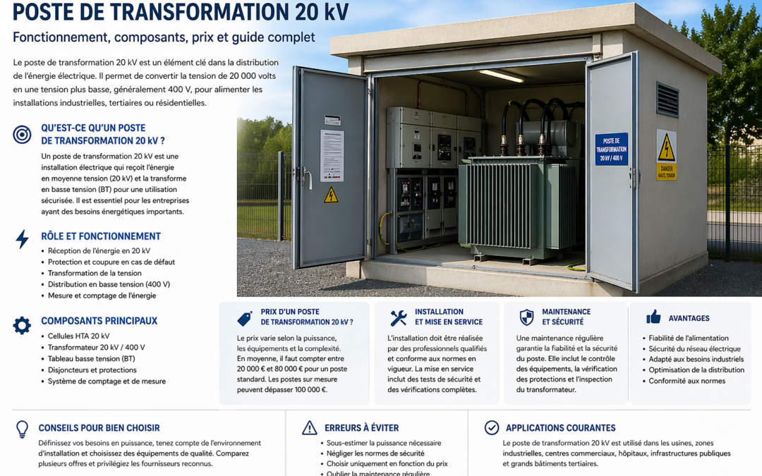 Poste de transformation 20 kV : fonctionnement, prix et guide complet